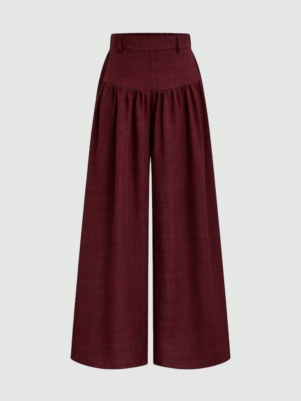 Burgundy Casual Women's Slimming Draped Wide Leg Pants - Picture 4 of 6